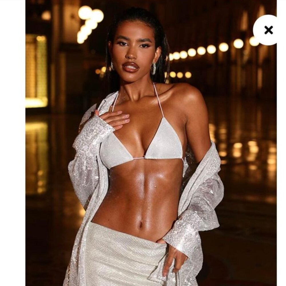 $7 - NWT Silver Micro Bikini Top from PLT